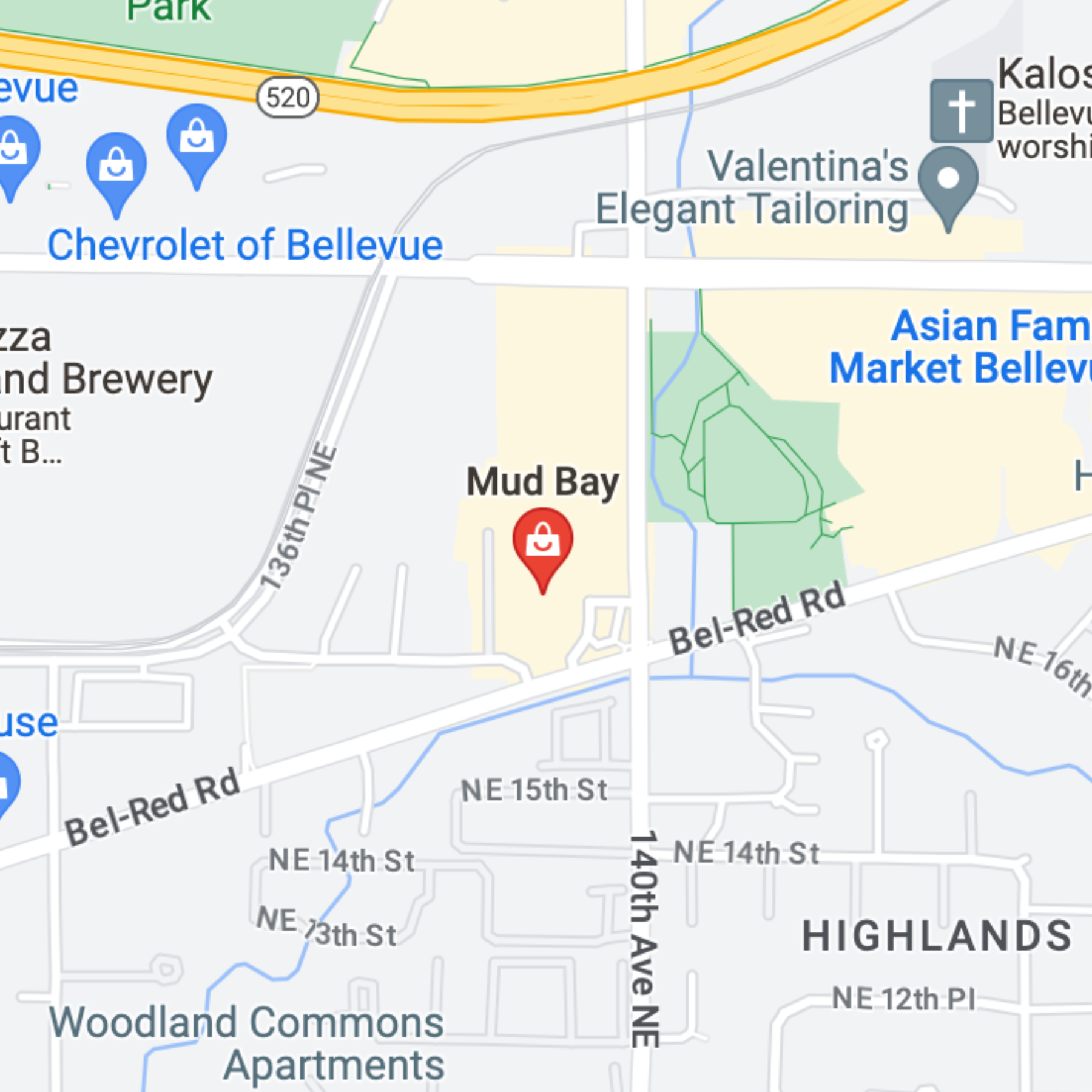 Map of our clinic location at 1645 140th Ave NE, Suite A1-B, Bellevue, WA 98005